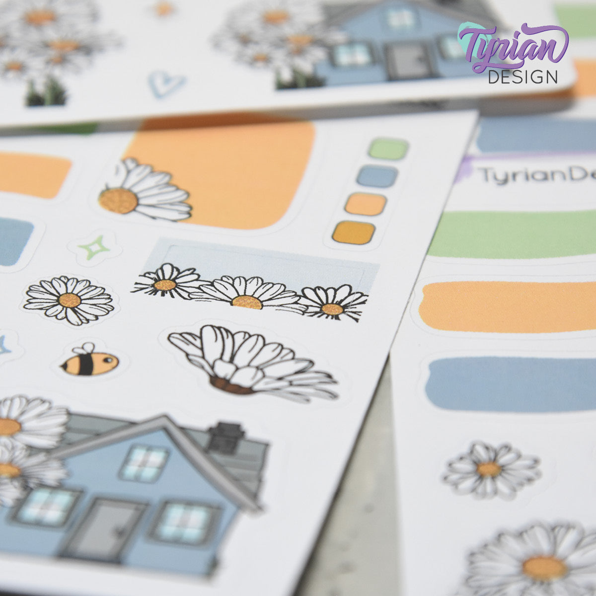 Daisy Blue House Journal Stickers | 17 Stickers