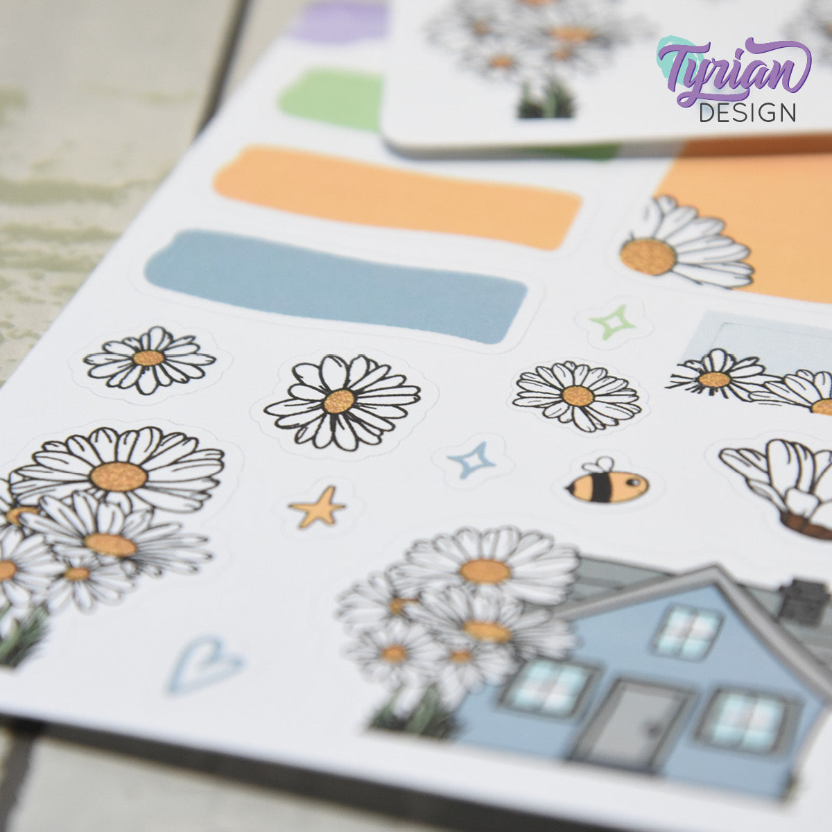 Daisy Blue House Journal Stickers | 17 Stickers