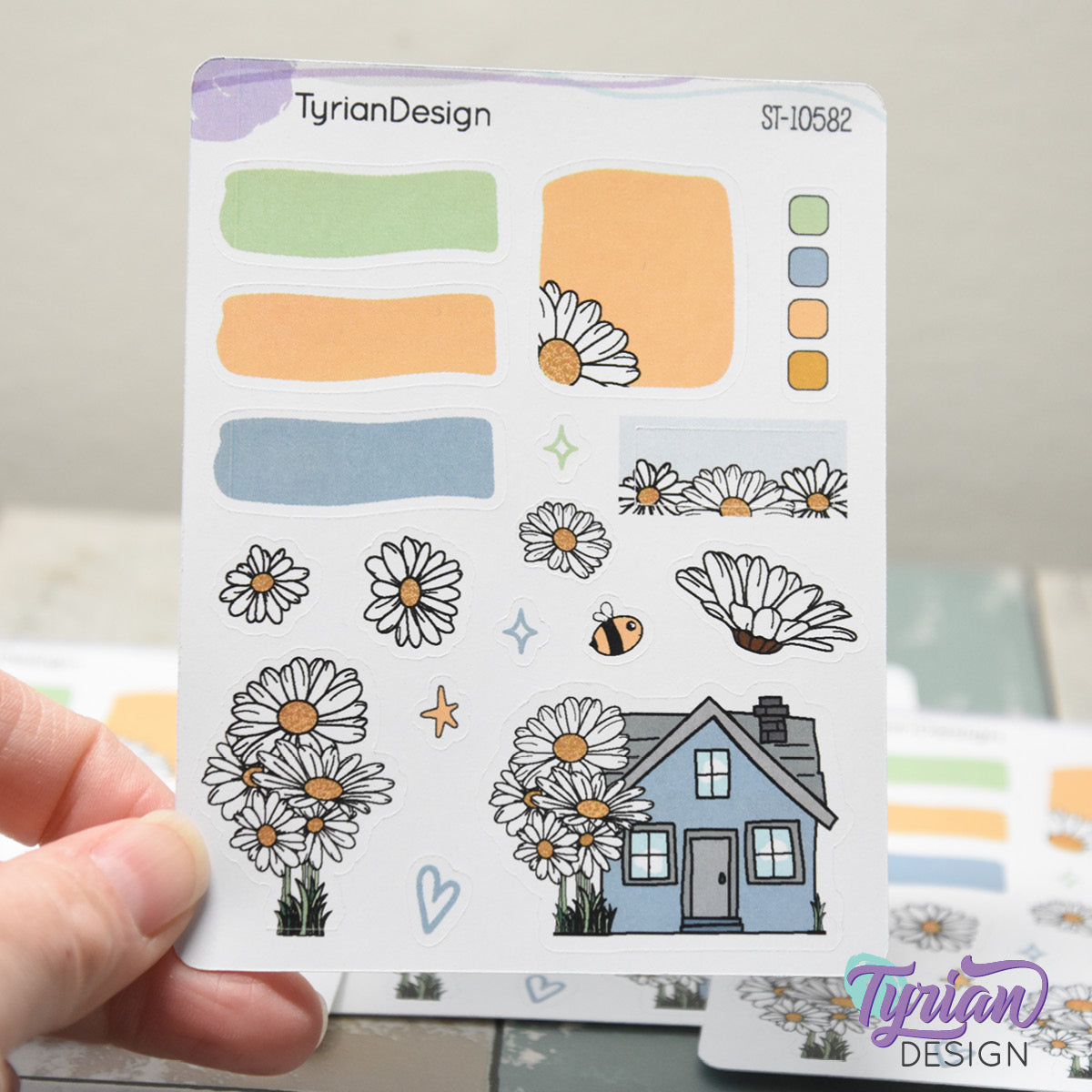 Daisy Blue House Journal Stickers | 17 Stickers