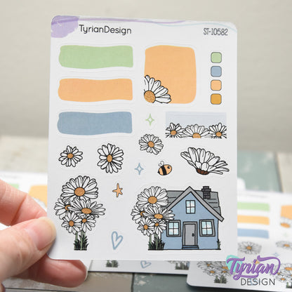 Daisy Blue House Journal Stickers | 17 Stickers
