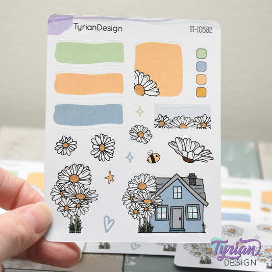 Daisy Blue House Journal Stickers | 17 Stickers