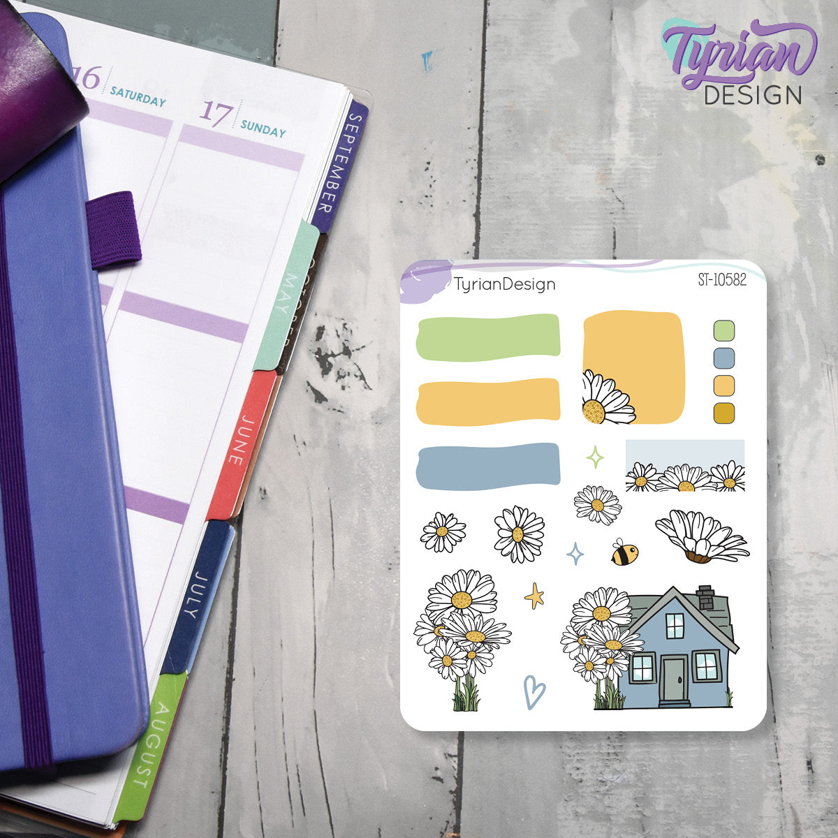 Daisy Blue House Journal Stickers | 17 Stickers