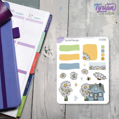 Daisy Blue House Journal Stickers | 17 Stickers