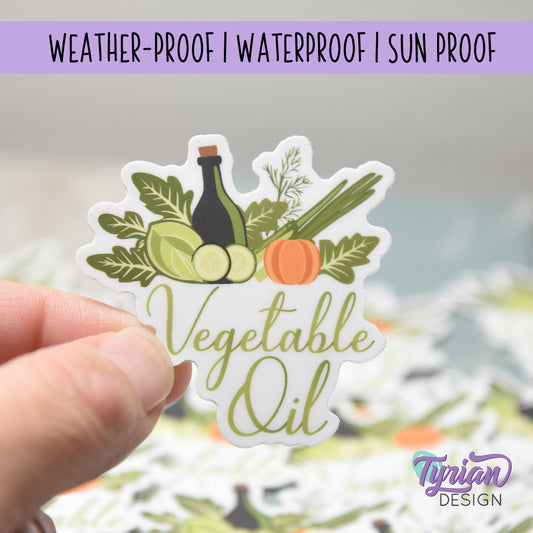 Vegetable Oil Sticker | Oil Bottle Sticker | 2 x 2 inch