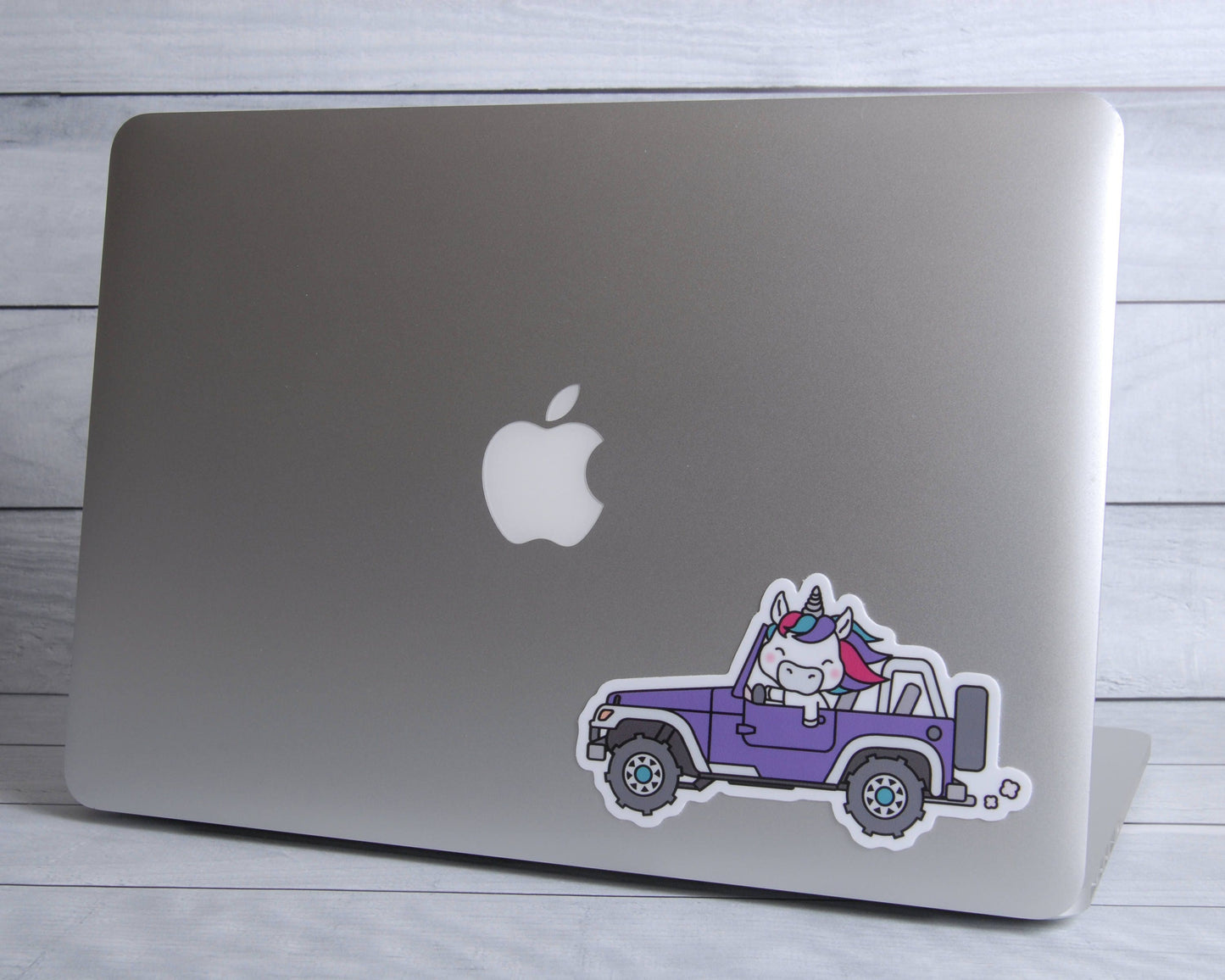 Unicorn in a Purple Truck Vinyl Sticker | 5" x 3"