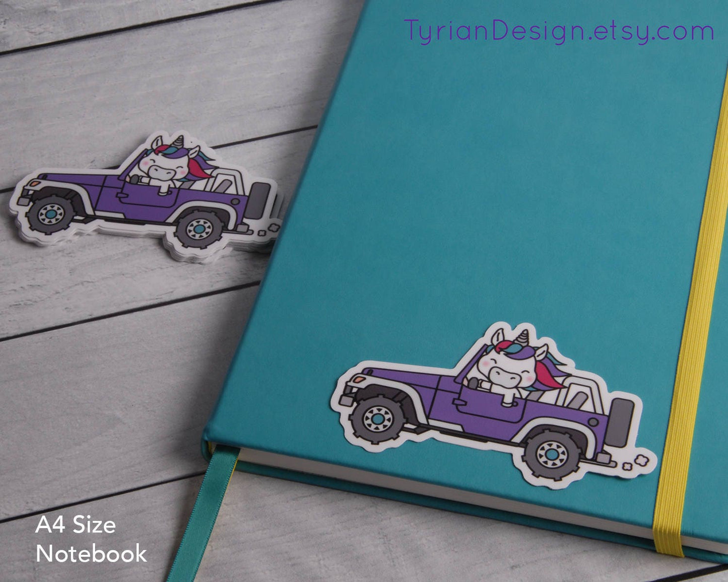 Unicorn in a Purple Truck Vinyl Sticker | 5" x 3"