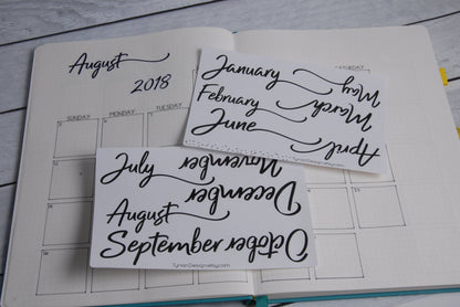 January - December Monthly Stickers (Large)