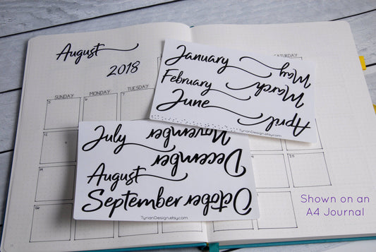 January - December Monthly Stickers (Large)