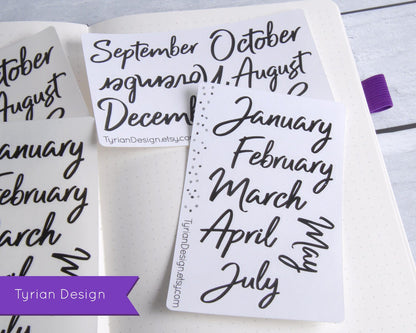 January - December Monthly Stickers (Small)