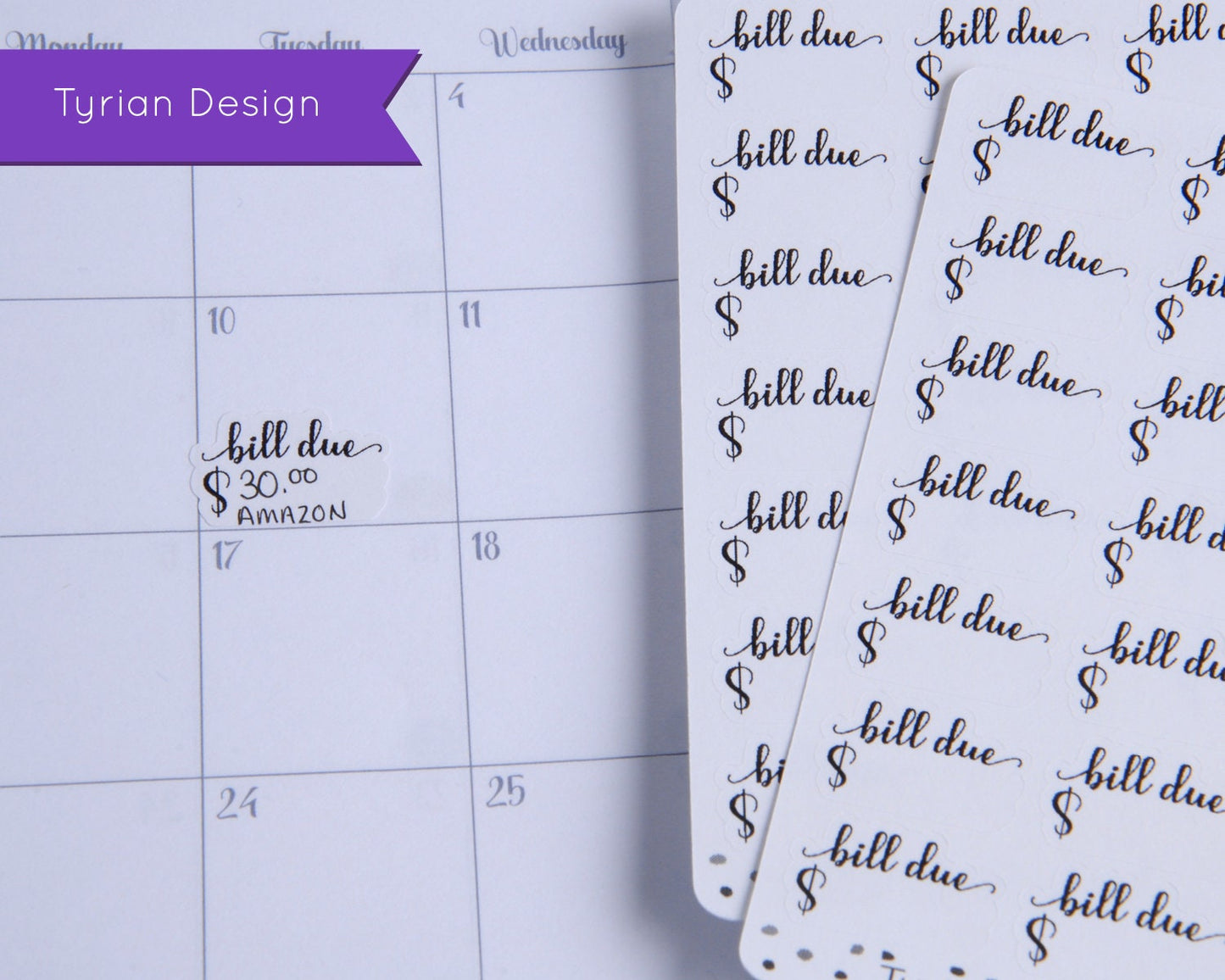 Bill Due Stickers |  21 Stickers | .9 x .6 each