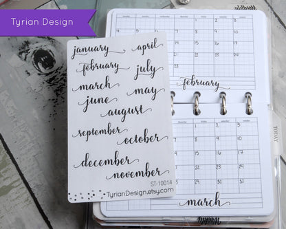 January - December Monthly Stickers  | Foil Options