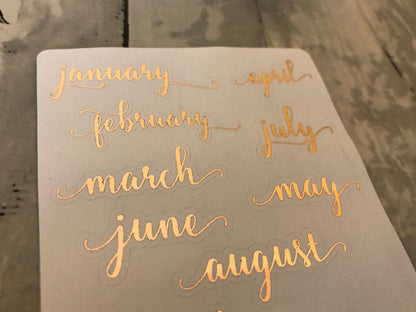 January - December Monthly Stickers  | Foil Options