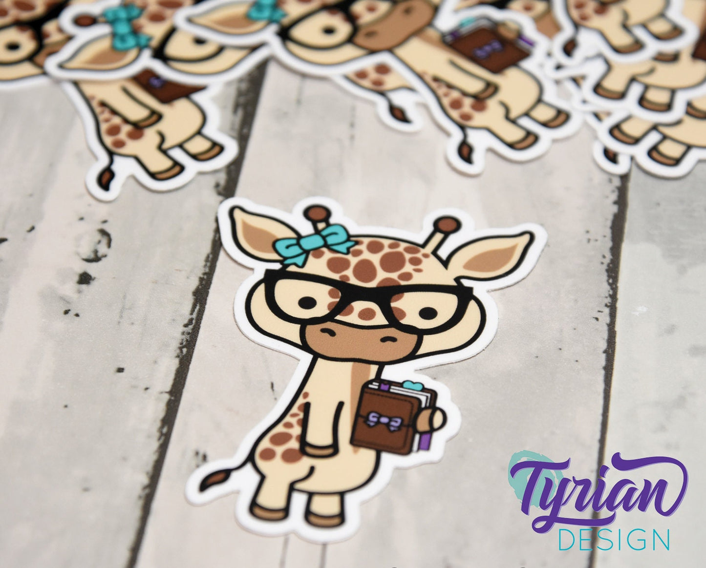 Nerd Giraffe with Planner Vinyl Sticker | Norma | 2.25x3" Each