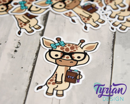 Nerd Giraffe with Planner Vinyl Sticker | Norma | 2.25x3" Each
