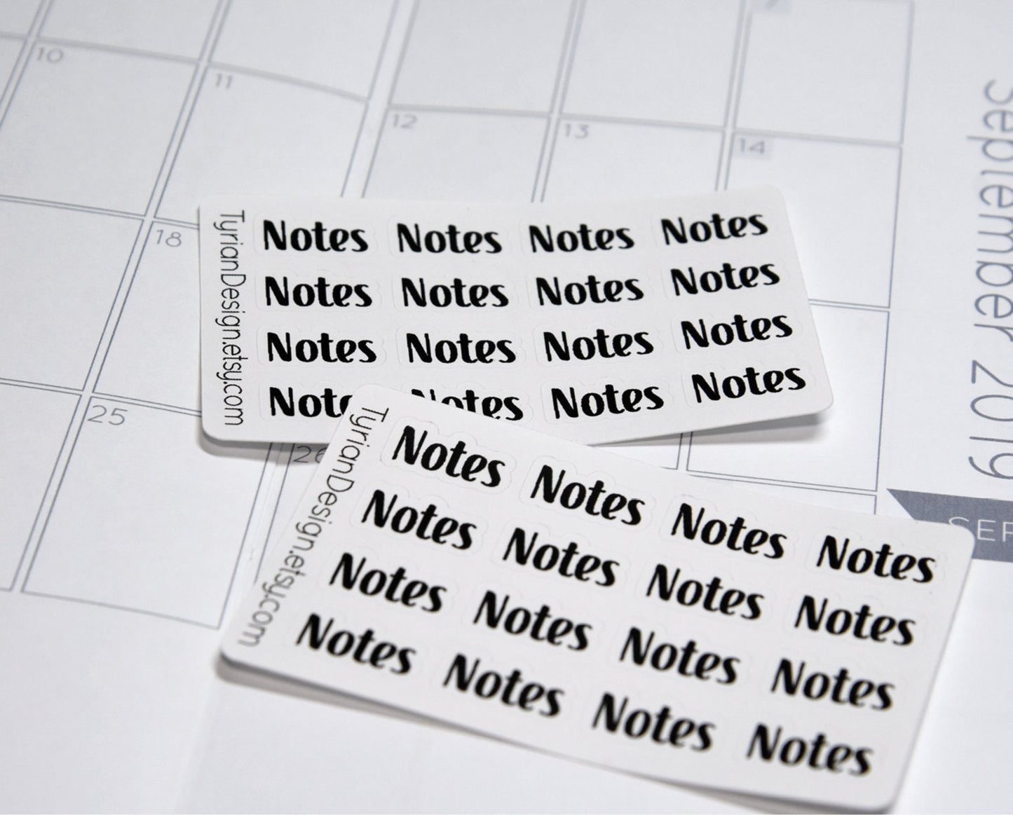 Notes Stickers Mini Sheet for Planners and Journals. Black,Rainbow  or Pastel Rainbow, clear or white matte stickers
