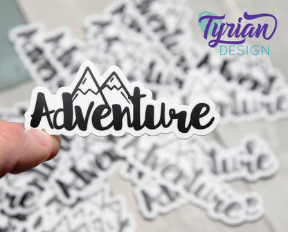 Adventure Vinyl Sticker, high quality weather proof vinyl. 3x1.25 inches approx