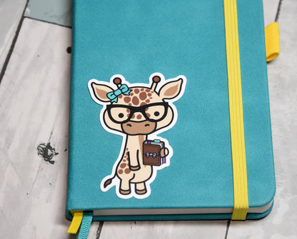 Nerd Giraffe with Planner Vinyl Sticker | Norma | 2.25x3" Each