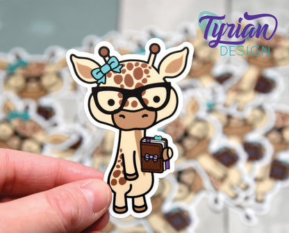 Nerd Giraffe with Planner Vinyl Sticker | Norma | 2.25x3" Each