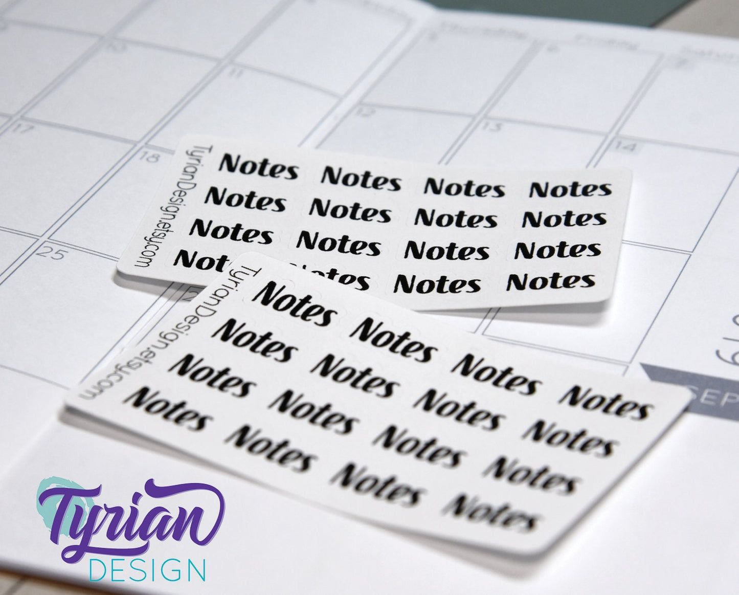 Notes Stickers Mini Sheet for Planners and Journals. Black,Rainbow  or Pastel Rainbow, clear or white matte stickers