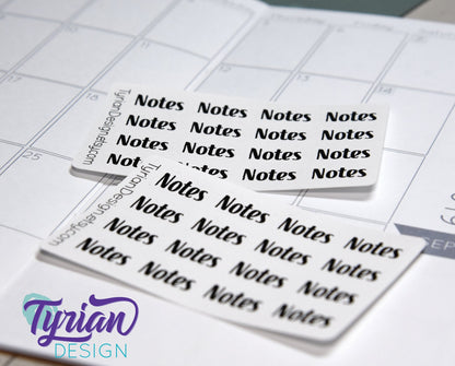 Notes Stickers Mini Sheet for Planners and Journals. Black,Rainbow  or Pastel Rainbow, clear or white matte stickers