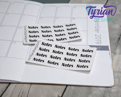 Notes Stickers Mini Sheet for Planners and Journals. Black,Rainbow  or Pastel Rainbow, clear or white matte stickers