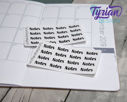 Notes Stickers Mini Sheet for Planners and Journals. Black,Rainbow  or Pastel Rainbow, clear or white matte stickers