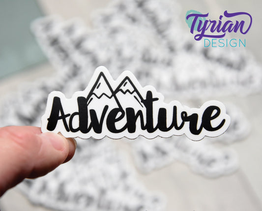 Adventure Vinyl Sticker, high quality weather proof vinyl. 3x1.25 inches approx