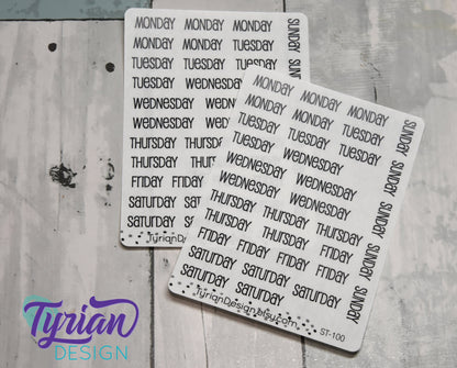 Days of the week Stickers | 35 Stickers | Emm Font