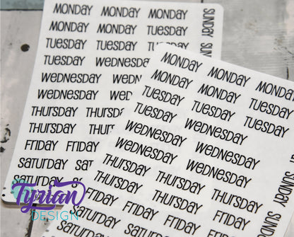 Days of the week Stickers | 35 Stickers | Emm Font