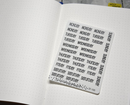 Days of the week Stickers | 35 Stickers | Emm Font