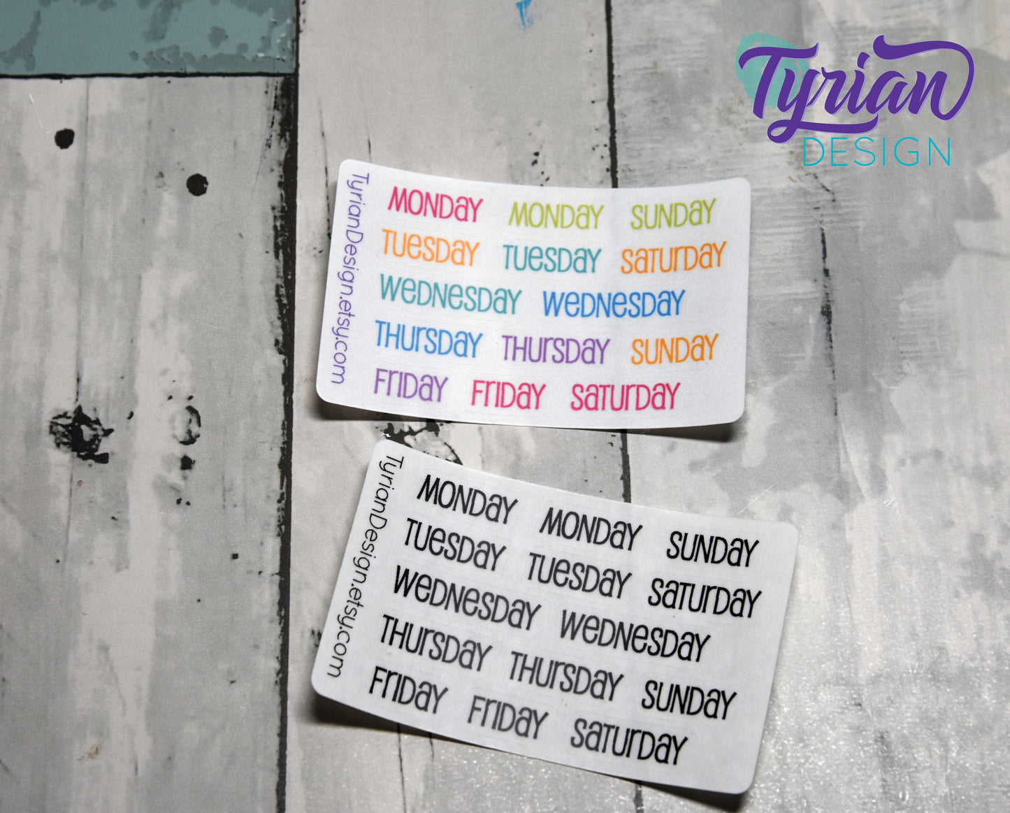 Days of the week Stickers for Planners and Journals. Date headers, Monday - Sunday Two weeks