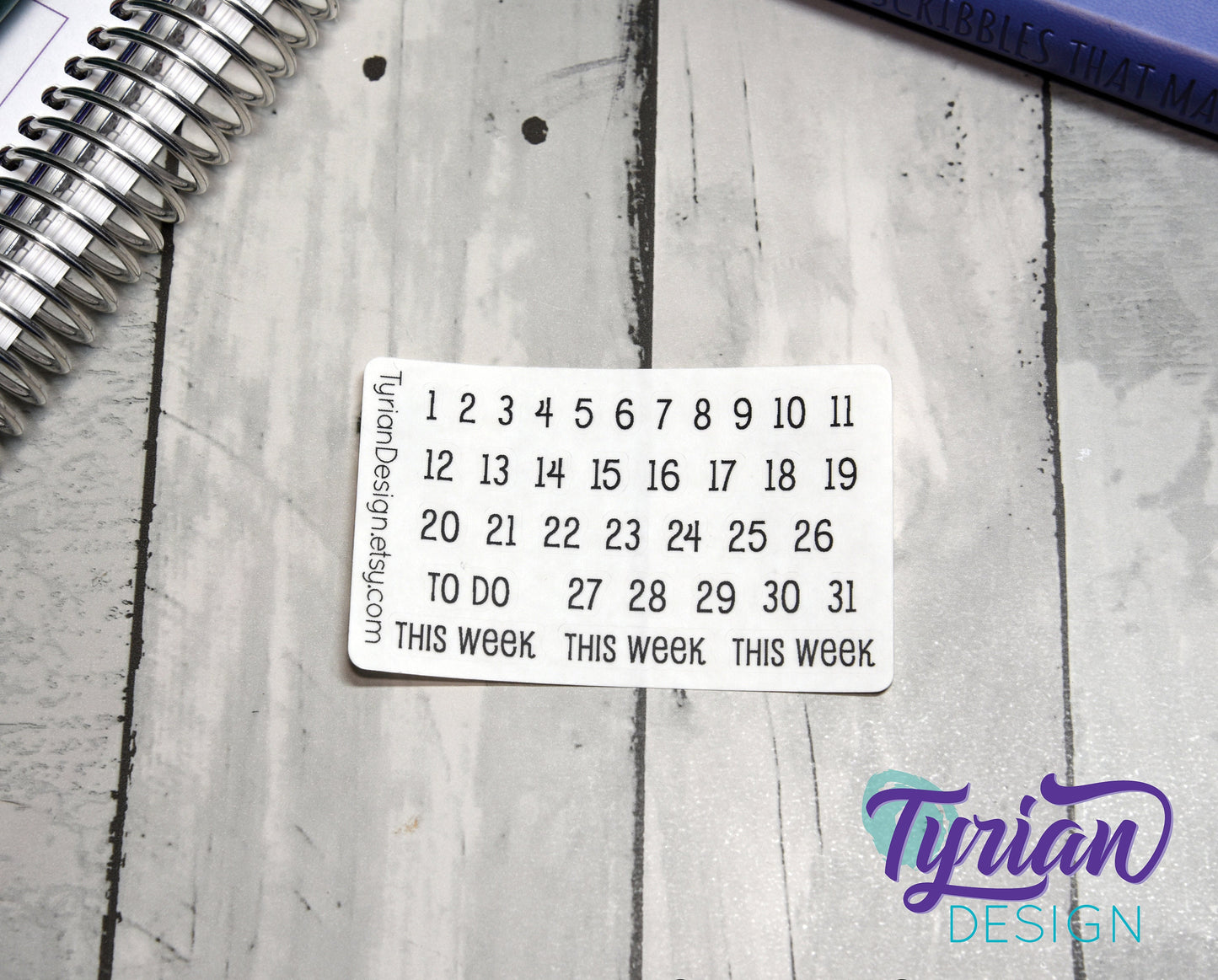 Dates Stickers for Planners and Journals | 1-31 stickers | This week and To Do stickers | Font: Emm | Mini Sheet | Tiny Stickers