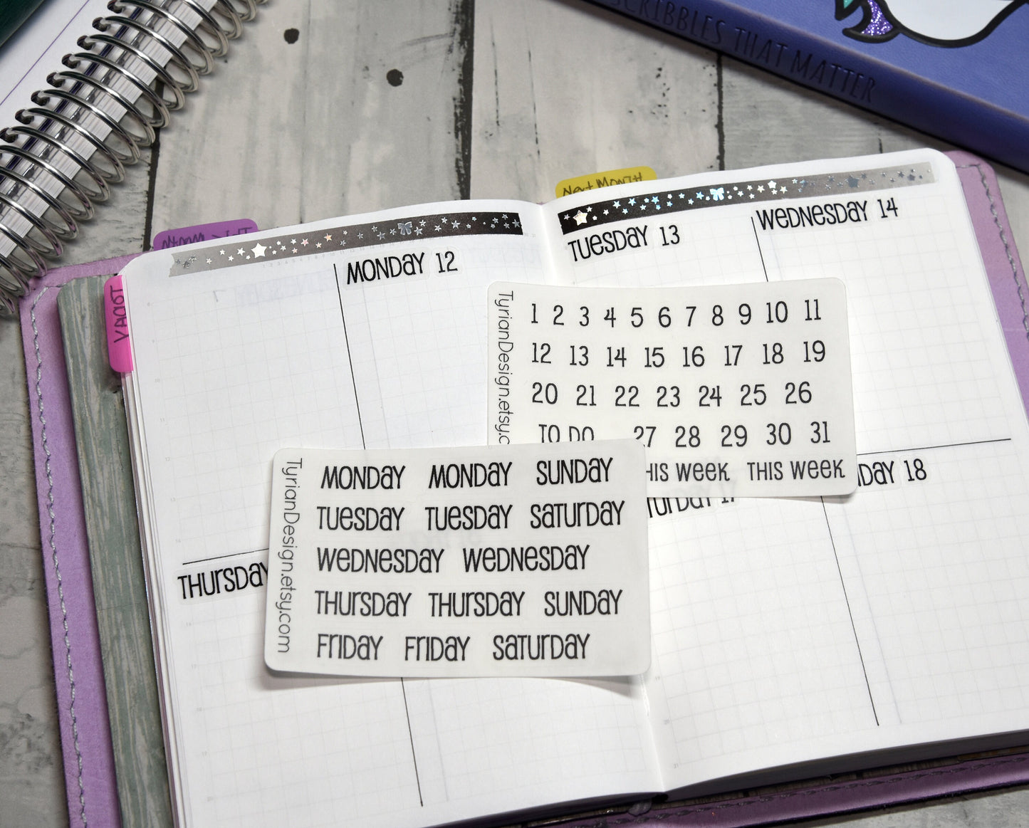 Dates Stickers for Planners and Journals | 1-31 stickers | This week and To Do stickers | Font: Emm | Mini Sheet | Tiny Stickers