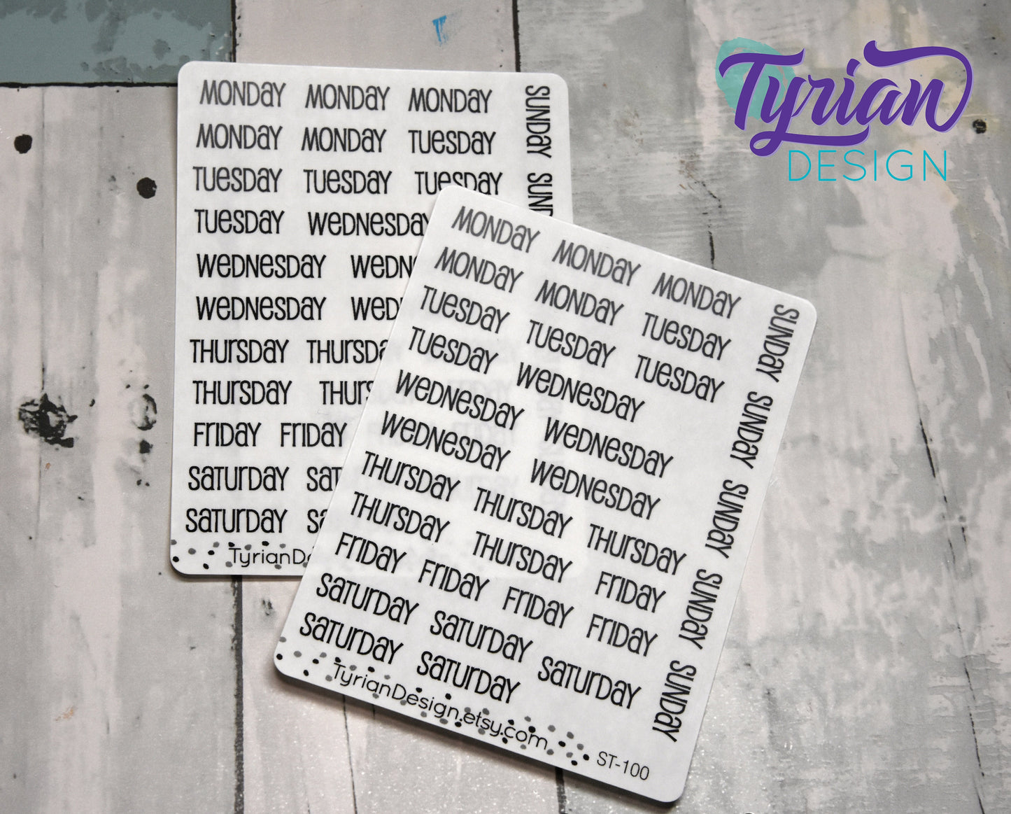 Days of the week Stickers | 35 Stickers | Emm Font