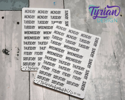 Days of the week Stickers | 35 Stickers | Emm Font