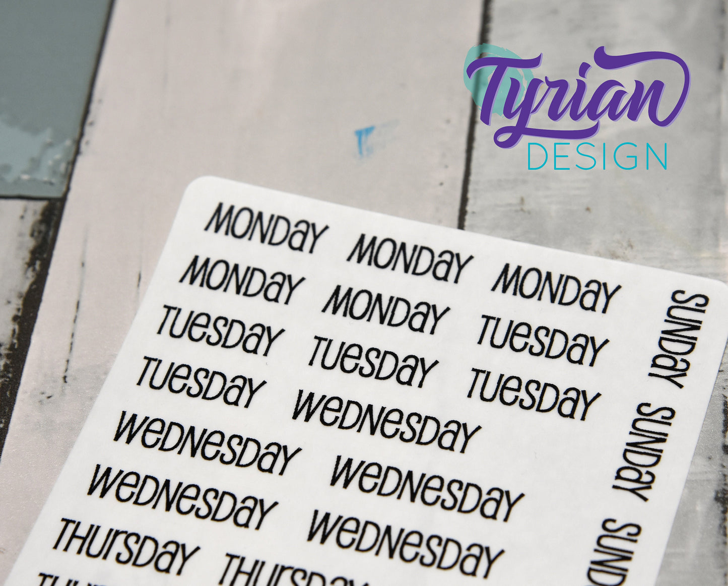 Days of the week Stickers | 35 Stickers | Emm Font