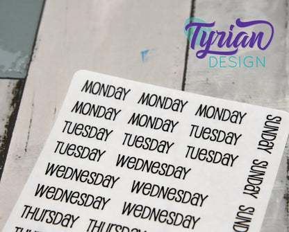 Days of the week Stickers | 35 Stickers | Emm Font