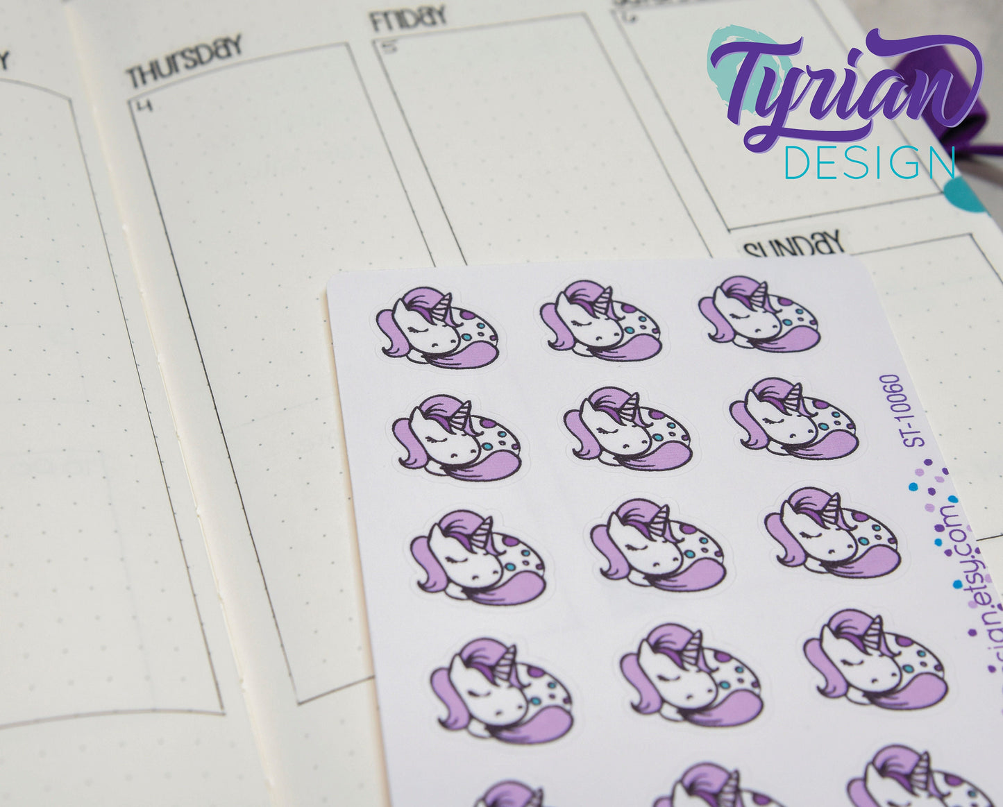 Sleeping Unicorn stickers | 15 Stickers | .8 x .77" Each
