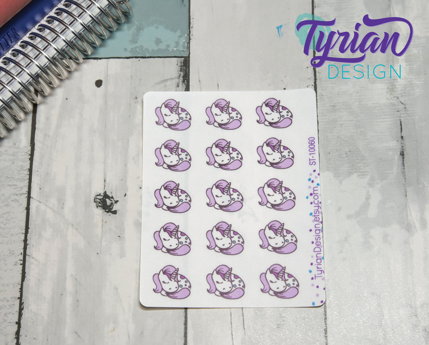 Sleeping Unicorn stickers | 15 Stickers | .8 x .77" Each