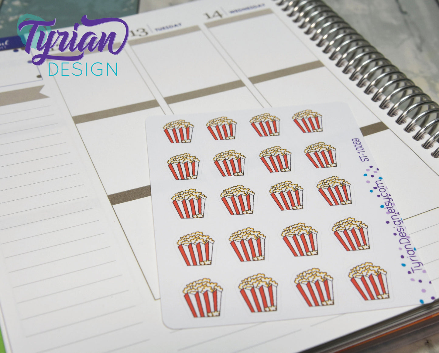 Popcorn Bucket Sticker | 20 Stickers | .6 x .75" each