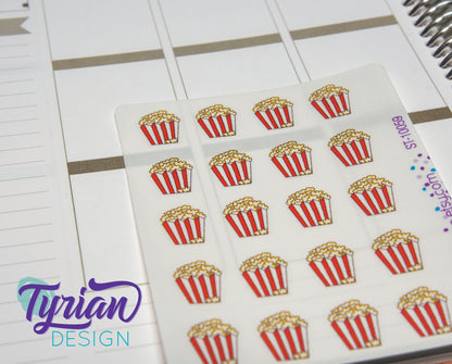 Popcorn Bucket Sticker | 20 Stickers | .6 x .75" each