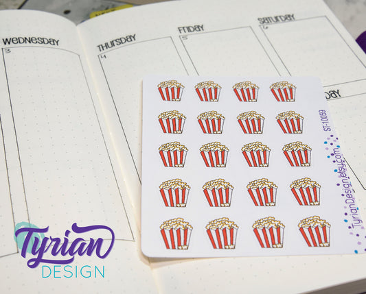 Popcorn Bucket Sticker | 20 Stickers | .6 x .75" each