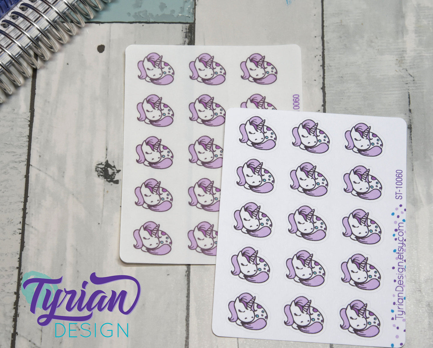 Sleeping Unicorn stickers | 15 Stickers | .8 x .77" Each