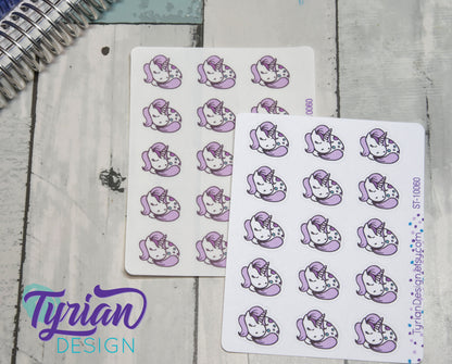 Sleeping Unicorn stickers | 15 Stickers | .8 x .77" Each