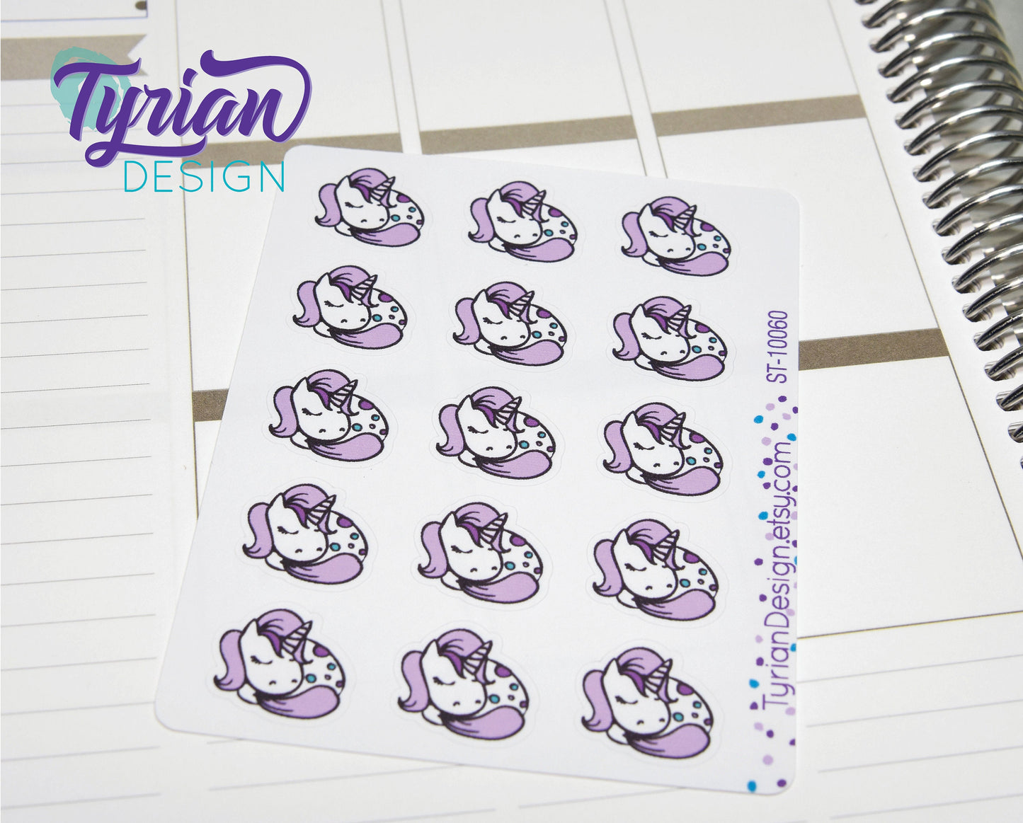 Sleeping Unicorn stickers | 15 Stickers | .8 x .77" Each