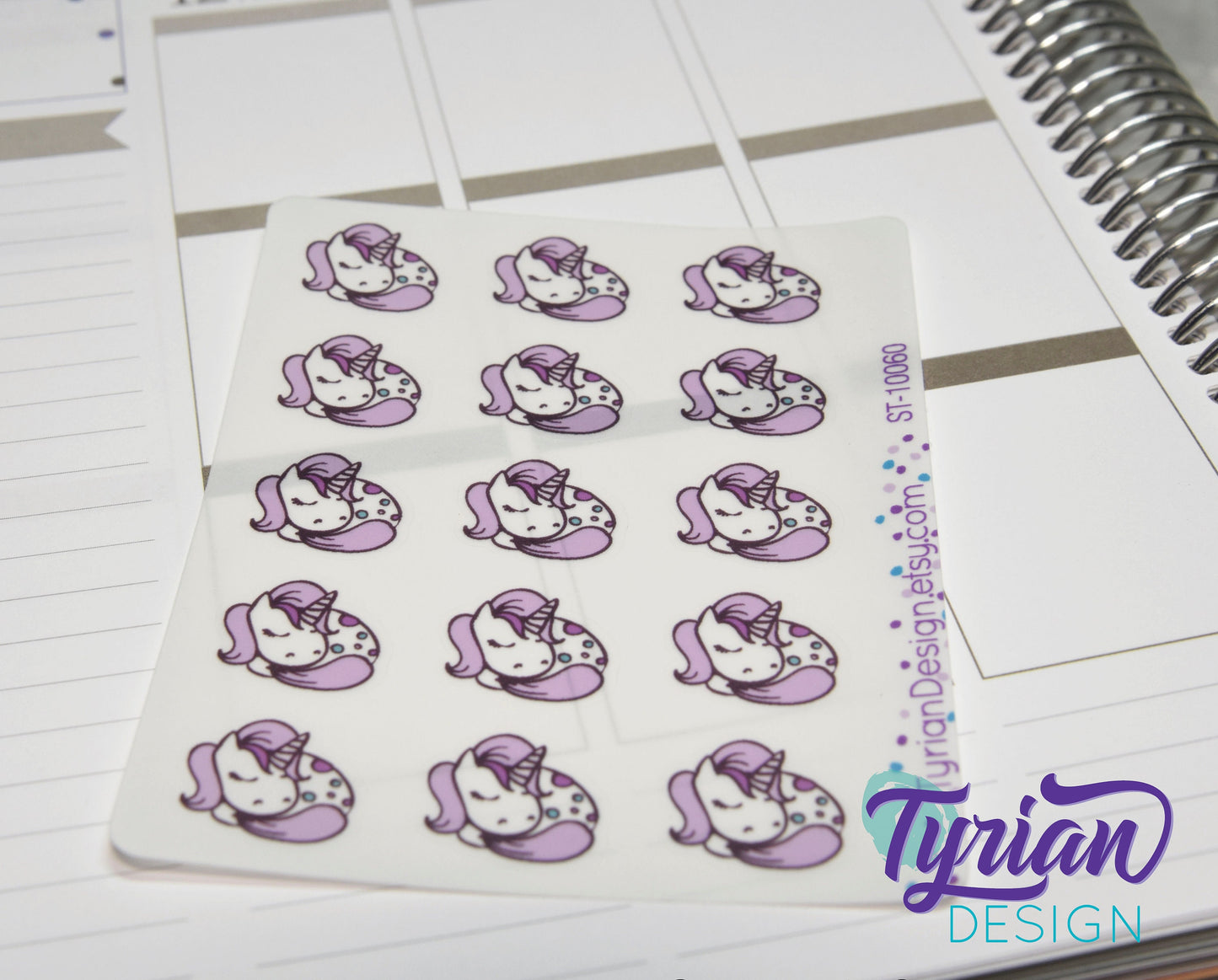 Sleeping Unicorn stickers | 15 Stickers | .8 x .77" Each