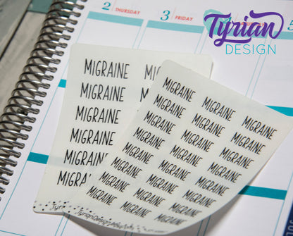 Migraine, small sticker | 24 Stickers | 9 x.375" each.