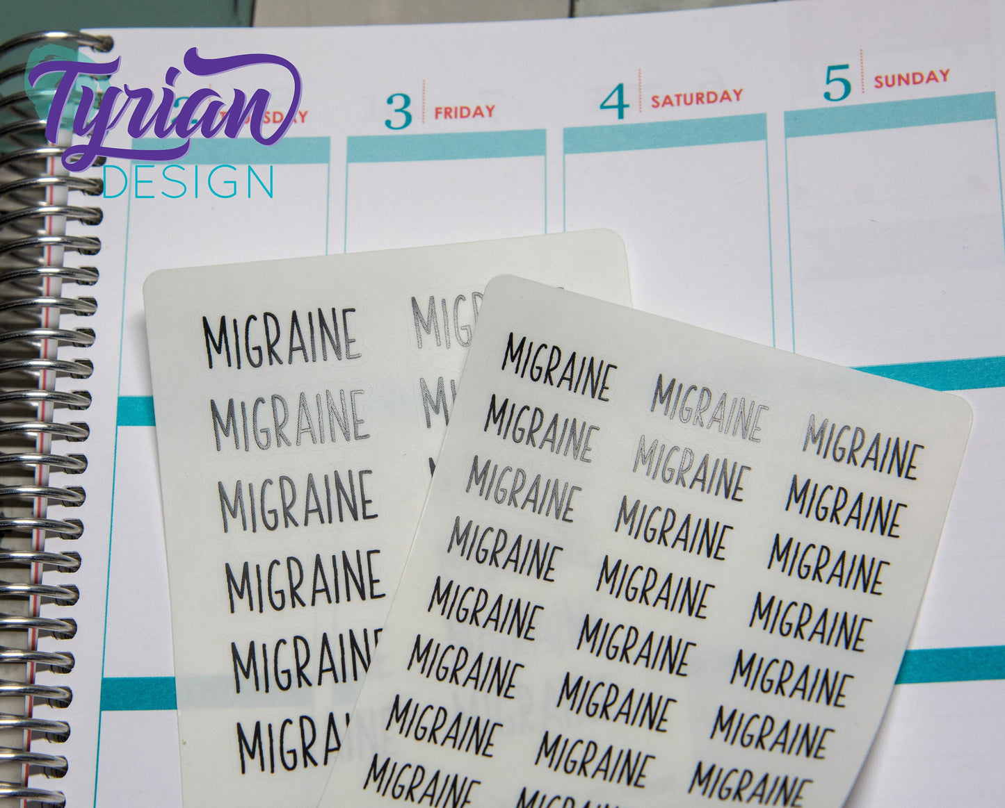 Migraine, small sticker | 24 Stickers | 9 x.375" each.