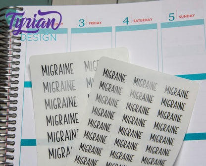 Migraine, small sticker | 24 Stickers | 9 x.375" each.