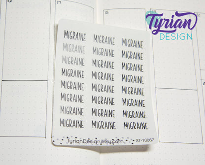 Migraine, small sticker | 24 Stickers | 9 x.375" each.
